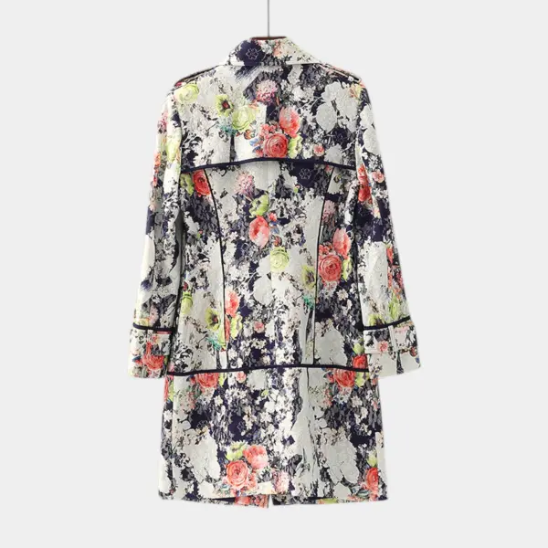 Mid‑Length Floral Printed Tencel Trench Coat image 7