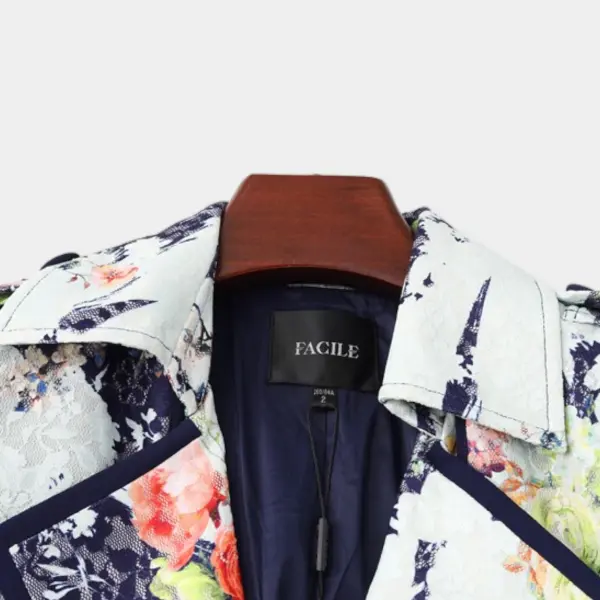 Mid‑Length Floral Printed Tencel Trench Coat image 8