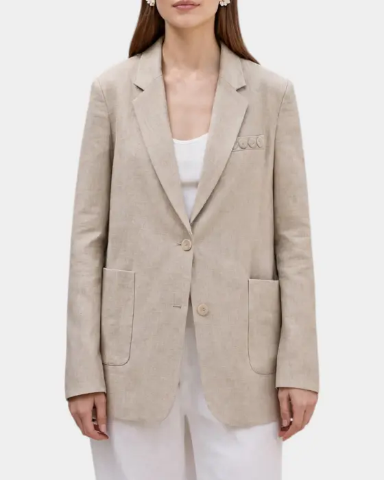 Fine Tencel & Linen Blazer – Soft Drape, Breathable Texture & Casual Loose Fit image 7
