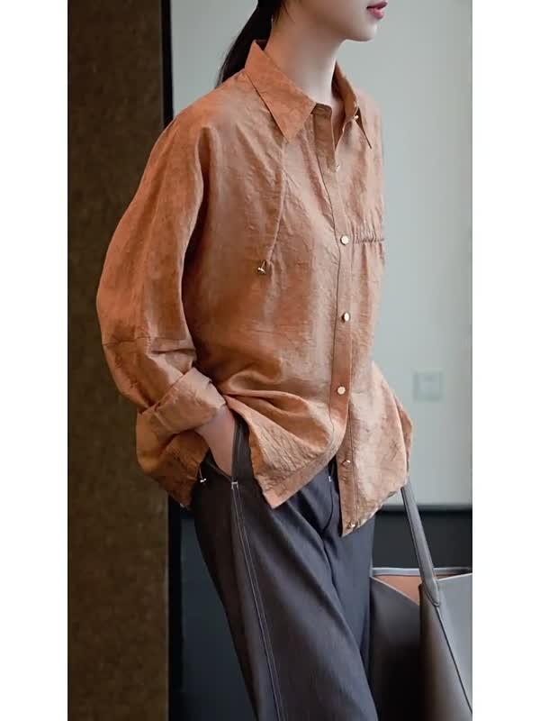 French Palace Print Shirt – Relaxed Fit with Adjustable Tie at Top and Bottom image 15
