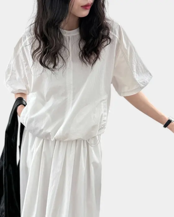 Two-Piece Summer Set – Short-Sleeved Top & Puffy Hem Skirt image 4