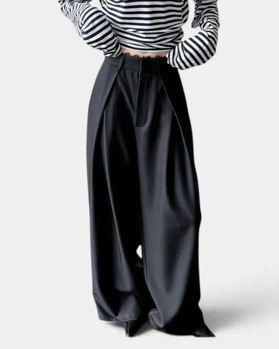 Tailored Pants with Lace Waist and Hidden Pockets image 1