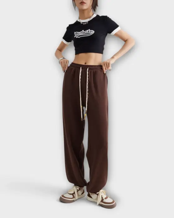 Relaxed Sweatpant with Braided Drawstrings and Metal Tips image 1