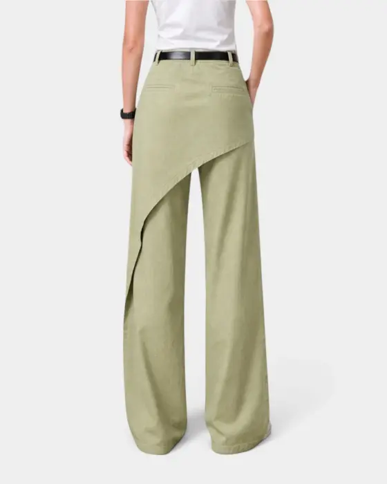 Wide Leg Denim Pants With Back Skirt Detail image 0