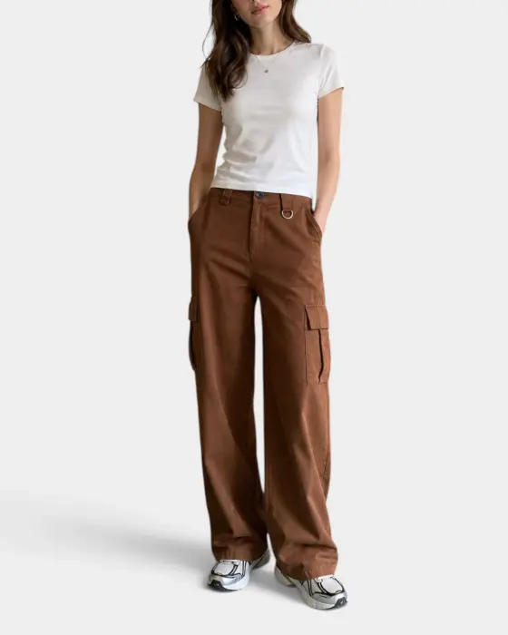 High-Waisted Cargo Straight Pants image 1