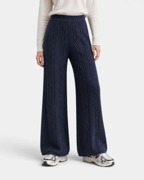 Striped Cable Knitted Trousers image 1