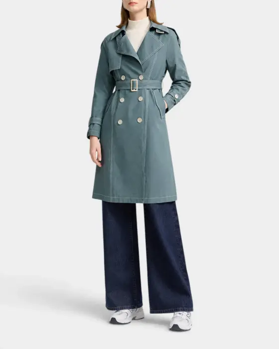 Double-Breasted Trench Coat with Belt image 4