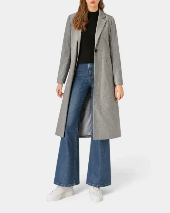 Plaid Coat with Belt image 3