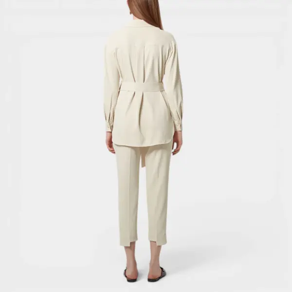 Asymmetric Button Placket Belted Long‑Sleeved Shirt image 6