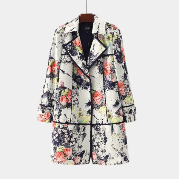 Mid‑Length Floral Printed Tencel Trench Coat image 6