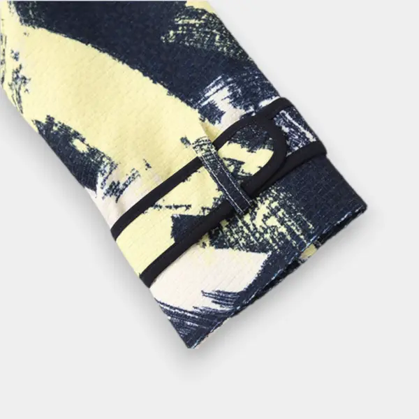 Crew Neck Hidden Button Gradient Printed Trench Coat Jacket image 9