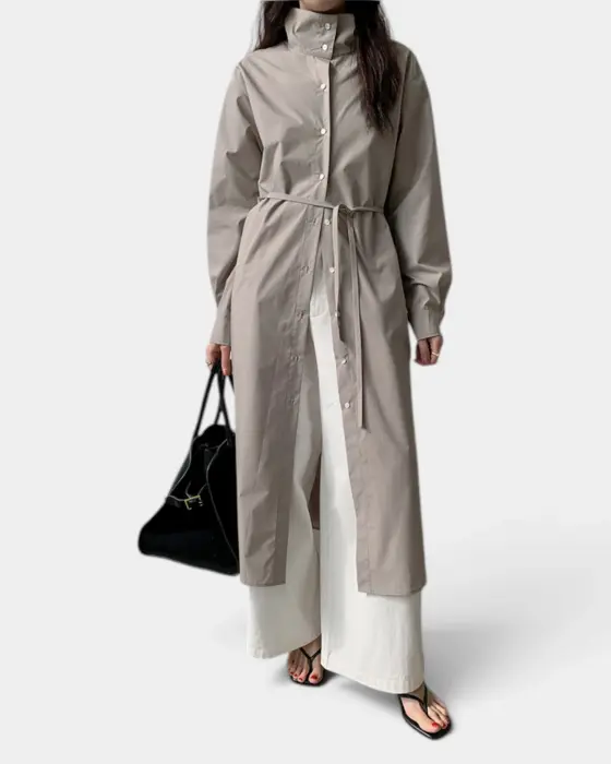 Long Shirt Dress with Belt – Relaxed Fit & Structured Design image 0