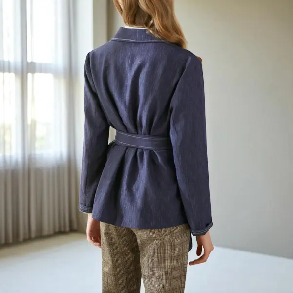 Regular Fit Belted Denim Blazer – Dusty Blue image 1