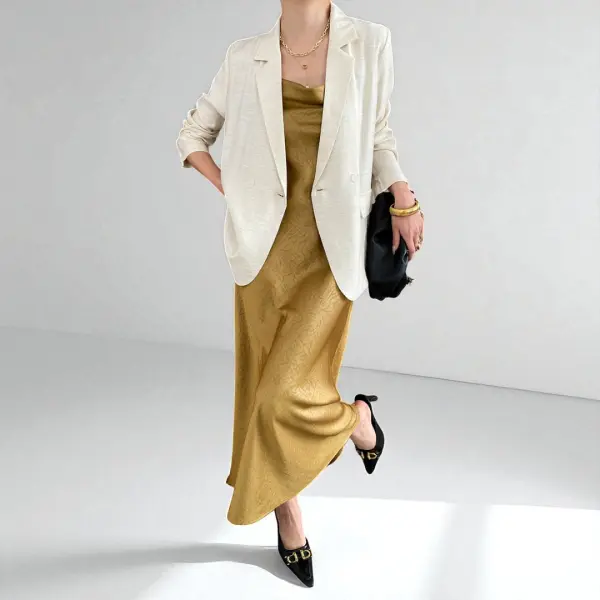 French-Inspired Loose Textured Linen Blazer image 3