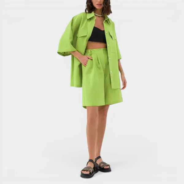 100% Linen Shirt With Short (Two Piece Set) image 1