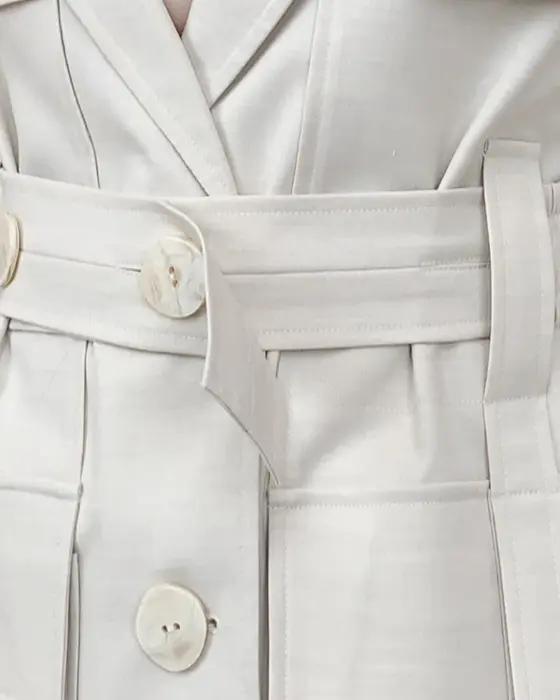 Elegant Beige Short Belted Trench Coat image 4