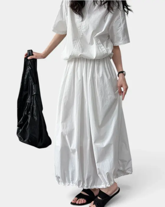 Two-Piece Summer Set – Short-Sleeved Top & Puffy Hem Skirt image 3