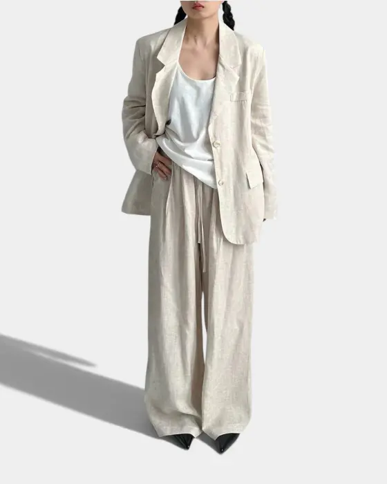 Tailored Fine Linen Suit with Relaxed Silhouette image 0