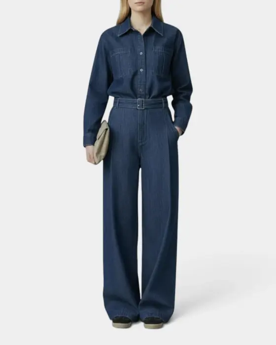 Denim Set – Shirt & Pants with Belt image 0