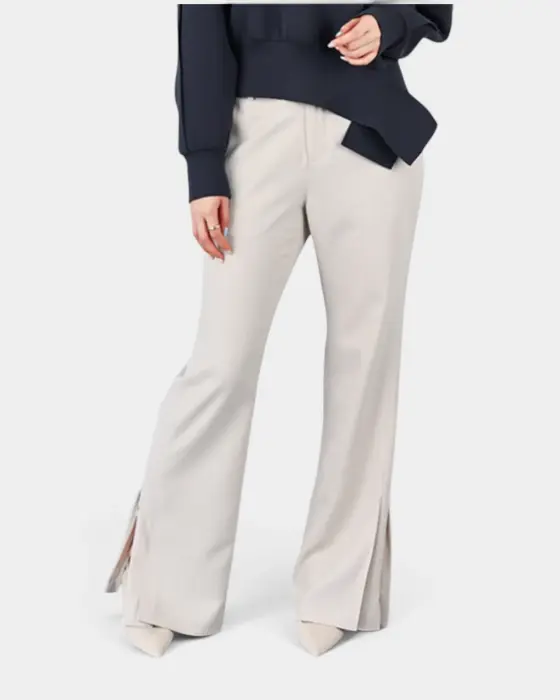 High-Waisted Pants with Side Slit and Zipper Detail image 2