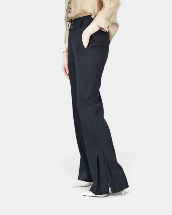 High-Waisted Pants with Side Slit and Zipper Detail image 1