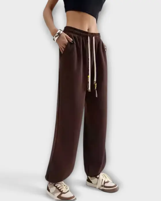 Relaxed Sweatpant with Braided Drawstrings and Metal Tips image 0