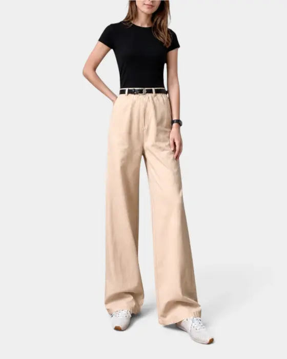 Wide Leg Denim Pants With Back Skirt Detail image 5