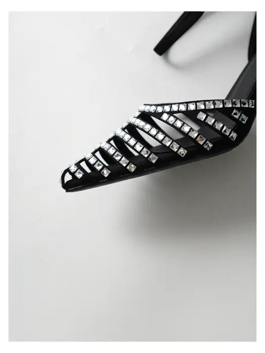 Rhinestone-Embellished Slingback Heels image 3