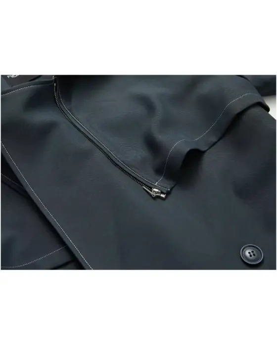Layered Double-Breasted Trench Coat with Belt image 7