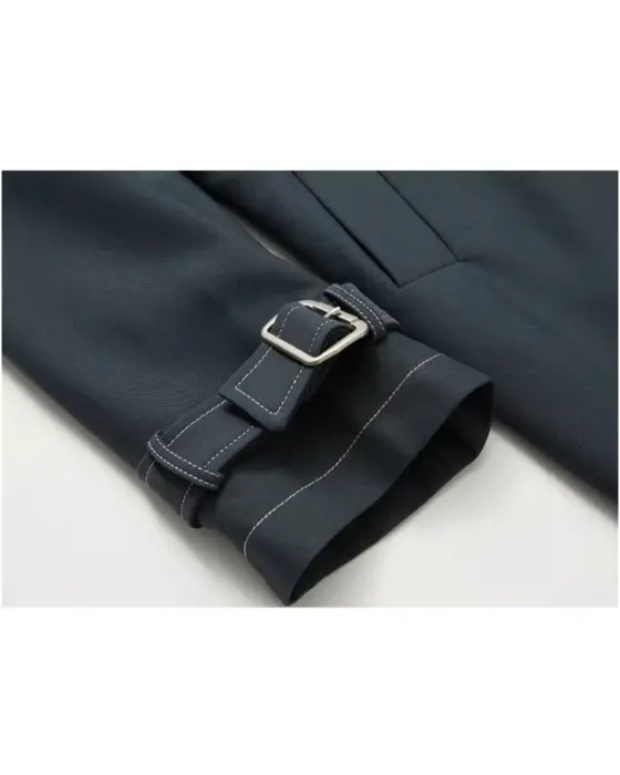 Layered Double-Breasted Trench Coat with Belt image 8