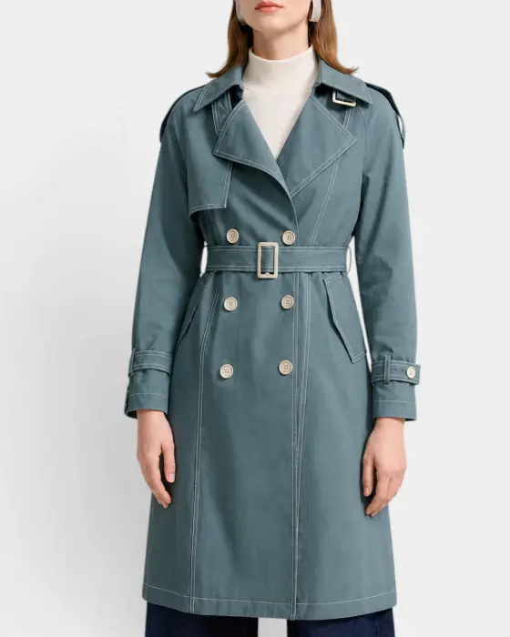 Double-Breasted Trench Coat with Belt image 2