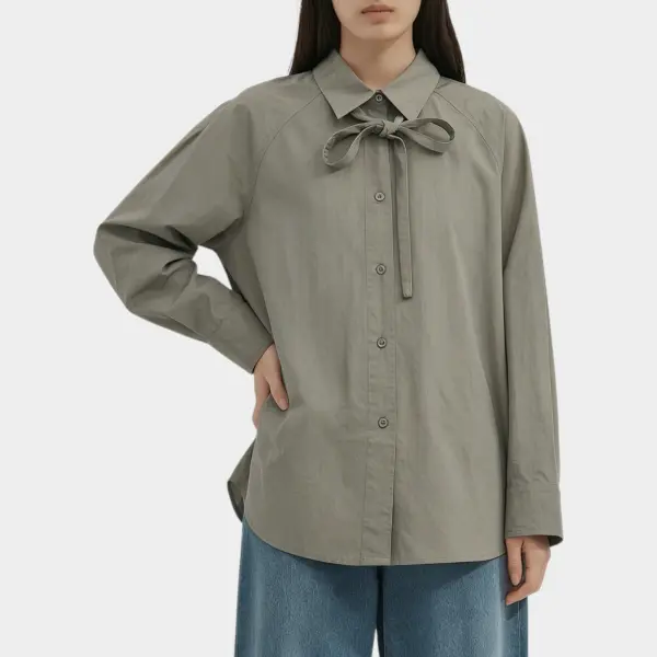 Structured Cotton Ribbon Shirt - Collar or Waist Tie image 5