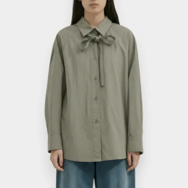 Structured Cotton Ribbon Shirt - Collar or Waist Tie image 3