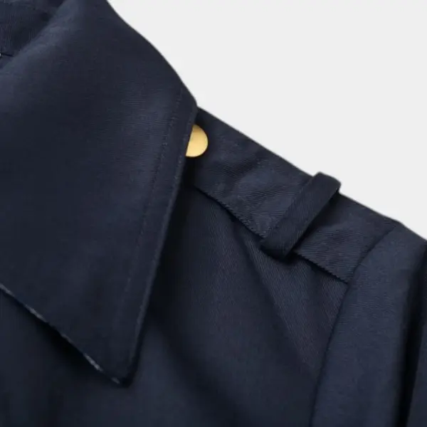 Navy Pinstripe Contrast Trench Coat image 7