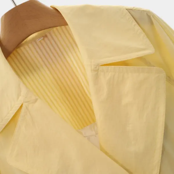 Butter Yellow Trench Coat with Adjustable Waist image 7