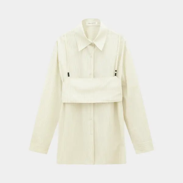 Cotton Striped Shirt with Removable Chest Panel image 4