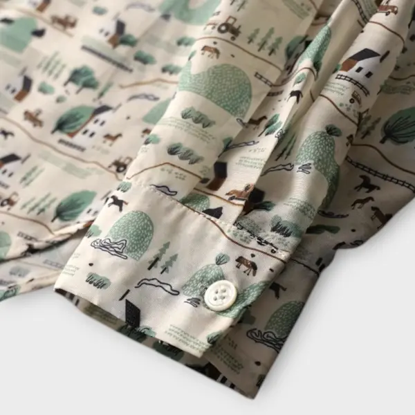 Cartoon Scenic Print Button-Up Shirt image 7