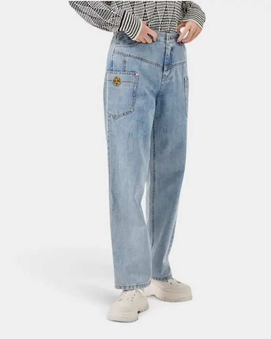 Premium Light Blue High-Waisted Denim Pants image 0