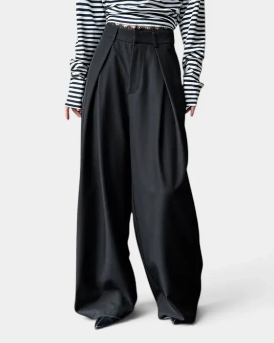 Tailored Pants with Lace Waist and Hidden Pockets image 0