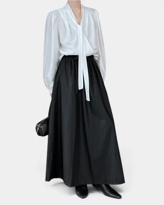 High-Waisted PU Leather Maxi Skirt with Belt Detail image 1
