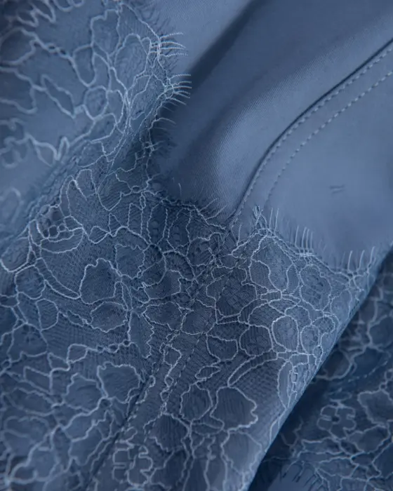 French Temperament Lash Lace Edge Trench Coat with Stand‑Up Collar  image 14