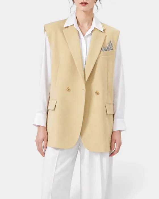 Mid‑Length Vest with Two Unique Buttons image 0