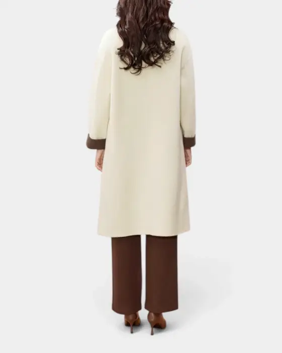 Contrast Pure Wool Coat with Loop Button Closure image 3