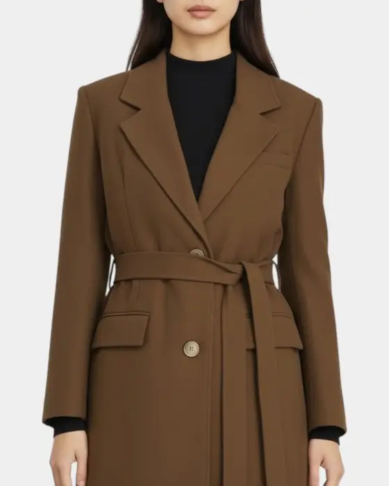 Long Trench Coat with Waist Belt image 7