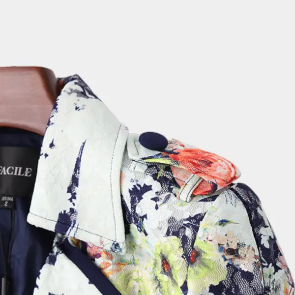 Mid‑Length Floral Printed Tencel Trench Coat image 9