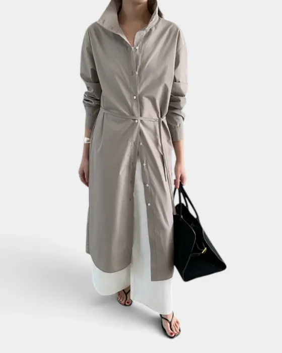 Long Shirt Dress with Belt – Relaxed Fit & Structured Design image 6