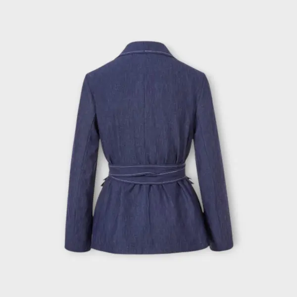 Regular Fit Belted Denim Blazer – Dusty Blue image 9