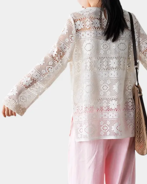 Lace-Textured Breathable Blouse – Lightweight & Feminine image 2