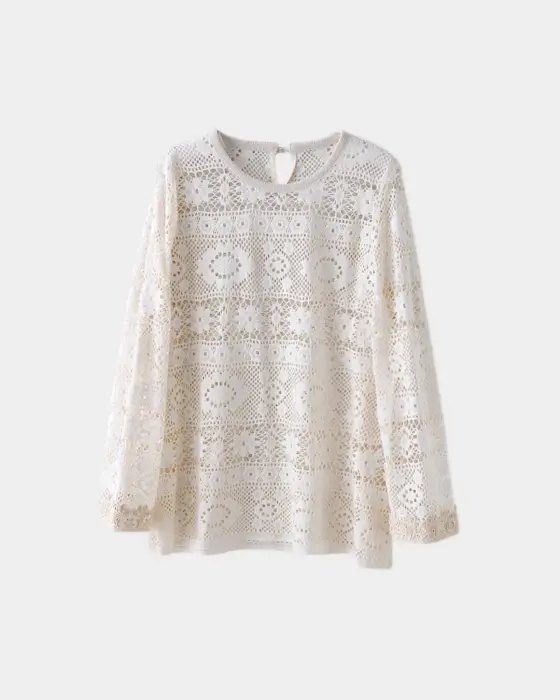 Lace-Textured Breathable Blouse – Lightweight & Feminine image 7