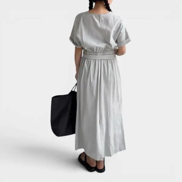 Side-Knot Cotton Dress – Short Sleeves & Relaxed Waist image 1